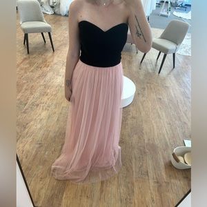 Black and light pink strapless prom dress. Size 12 by Dessy Group
